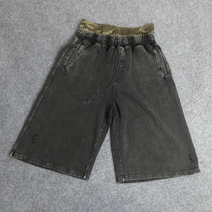Heavyweight Acid Wash Oversize Streetwear Clothing Baggy Vintage Cotton Double Waistband Cotton 3/4 Sweatpants Cutoff For Men