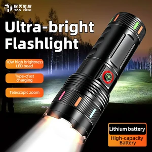 Retractable Zoomable Flashlight Hot Sale Strong Light Multi-functional Super Bright Rechargeable Aluminum Alloy Outdoor Camping