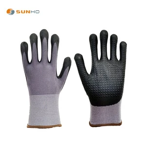 Factory Wholesale Professional 15 Gauge Nylon Reusable Micro Foam Pvc Dot Nitrile Palm Coated Gloves Labor Protection Gloves