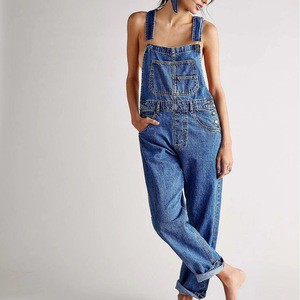 European and American Casual Washed Loose Denim Overalls Women's Jeans