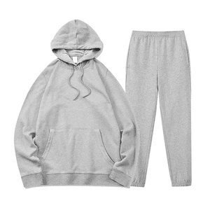 Solid Color Hoodie & Jogger Set, Unisex Winter Loungewear, Custom Logo Printing, Casual Two-Piece Outfit for Fall and Winter