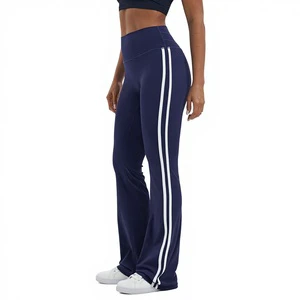 Striped Breathable Yoga Flared Pants Hip-liftingTrousers Sports Casual