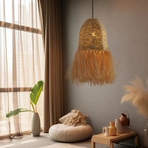 Odm Bali Room Handcrafted Bambus Lampe Retro 3D Wicker Lampshade Bamboo Lampe Big Rattan Pendant Light