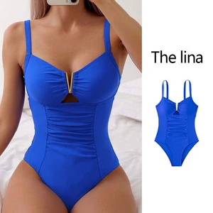 Swimming Suit for Women Sexy One Piece Bodysuit Summer Hollow Out Swimwear 2025 Female Soild Fashion Bathing Suit 2139