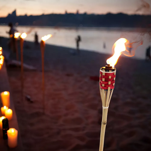 Reusable Eco-Friendly Durable Handmade Bamboo Torch Oil Lamp Lighted For Outdoor Garden Decor Party Wedding Graduation Occasions