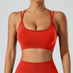 OEM Double Shoulder Straps Sports Bra Yoga Crisscross Straps Quick Dry for Women