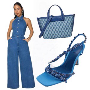 2025 New Arrivals Casual Elegant Sleeveless Button Pocket Wide Leg Denim Pants One Piece Romper Jumpsuit Women Jeans