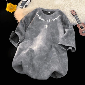 Oversized 3XL Cotton Blend Hip Hop Style Summer Fashion Loose Fit Youth Tee With Tie Dye Short Sleeve T-Shirt For Women
