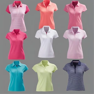 OEM Logo Ladies Slim Fit Short Sleeve Golf T-Shirt Women's Golf Polo Collar Shirts Custom Ladies V Neck Sports Shirt Poloshirts