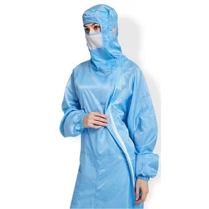 Class 100 GMP Standards 0.5-Grid Diagonal-Pull Anti-Static Dust-Proof Cleanroom Coverall
