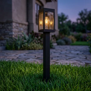 Modern LED Solar Sensor Bollard Light IP54 Rated Aluminum Construction for Outdoor Landscape & Yard Pathway