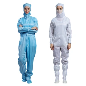 H-1133 Manufacturer HANYANG CLEAN ESD Coveralls Cleanroom Antistatic Jumpsuit Hood Polyester Conductive Fiber Dustproof Washable
