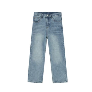 Breathable Design Vintage Light Wash Skin Friendly Men's Outdoor Casual Straight-leg Denim Pants Hot Summer Days Outings