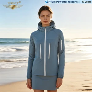 Unisex UPF50+ Sun Protection Hooded Safari Jacket Breathable Outdoor Windbreaker With Zipper Pockets & Elastic Cuffs