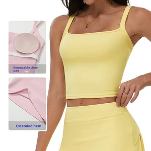 Women' Yoga Tank Top Quick-Dry Fitness Sports Top square Neck Front Gym Top