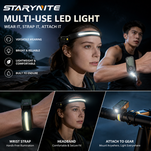 STARYNITE Portable Rechargeable LED Headlamp Wrist Light Waterproof Head Torch Light For Hiking Fishing Running