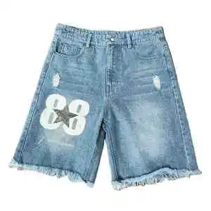 Low Price Men's Loose Fit Denim Shorts 100% Cotton Oversize Quick Dry Streetwear Men Denim Shorts