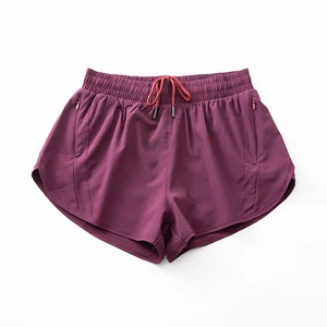 Wholesale Polyester Spandex Athletic Shorts Women Running Tennis Shorts Girls 2-in-1 Quick-Drying Yoga Shorts