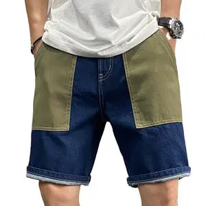 New Fashion Denim Men's Jean Shorts Washed Mid Waist Denim Shorts Customized Design Shorts