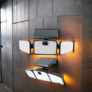 Solar Powered Motion Sensor Security Light with SMD LED Chip Wireless IP65 Waterproof for Residential Wall Plastic PC Lamp Body