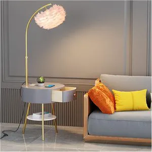 Floor Lamp with Table Floor Lamp with Table & Drawers Farmhouse Narrow Nightstand Wooden End Side Table Floor Lamp for Bedroom