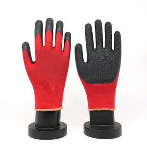 13G Knitted Latex Wrinkled Palm Coated Work Gloves for Construction Warehouse Mechanical Safety Protection