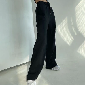 Ladies French Terry Loose Bottom Sweat Pants Custom Breathable Cotton Wide Leg Fit Pants for Women