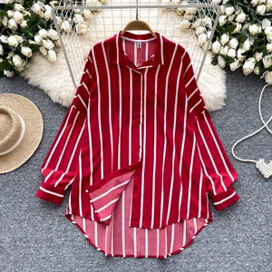 Autumn Full Sleeve Casual Blouses Women Striped Shirts Ladies Casual Tops Clothes