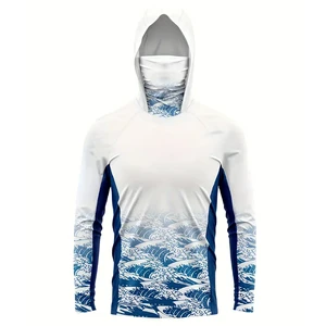 Custom Long-Sleeved Men Fishing Hoodie Lightweight Sun Protection Waterproof with OEM Service Plus Size Option Available