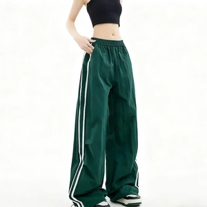 High Quality Custom Nylon Track Pants Womens Baggy Striped Nylon Pants Nylon Casual Sweatpants For Women