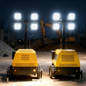 Diesel LED Light Tower-Eco-Friendly White Mobile Lighting High Pole Worksite Illumination System Diesel Fuel Solar Light Tower