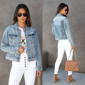 High Fashion Women's High Quality Breathable Denim Jacket with Tassel Decoration Wholesale Short Jean Plain Coats