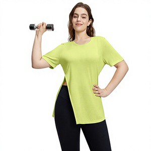 Plus Size Short Sleeve Women's T-Shirt Loose Fit Figure-flattering Yoga Wear Blouse Mesh Breathable Hip-covering