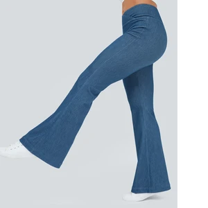 Custom Women's Skinny Straight Flare High Waist Jeans Versatile Slim Fit Denim Pants Rivet Breathable Washed Perforated Design
