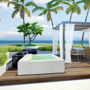 Luxury Modern Design Children's Above Ground Rattan Weaving Swimming Pool Colorful Lights Heating Filtering Disinfection System