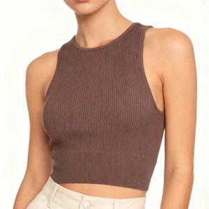 Women's High Stretch Seamless Spandex/Nylon Yoga Tank Top Quick Dry Breathable Eco-Friendly Crew Neck Sporty Activewear