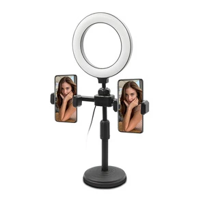 Double Arm Beauty Makeup Light Selfie Stick Dimmable Led Ring Lights Cell Phone Holder Table Video Equipment Fill Ring Lights