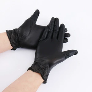 RTS High Quality Factory Price Black Nitrile Gloves Certification Powder Free Disposable Work Nitrile Gloves