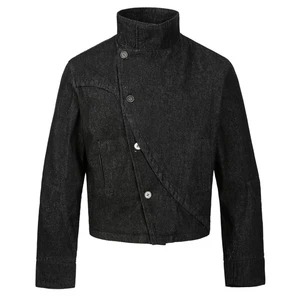Three-dimensional Tailored Curved Denim Jacket for Men - Multi-form Irregular Design Martial Arts Uniform Outerwear