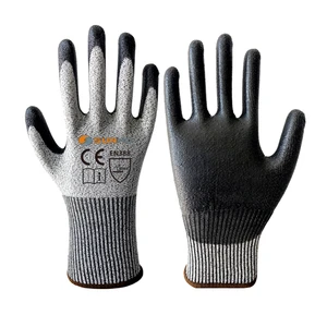 SUNNYHOPE Food Grade CE En388 Safety Proof Level 3 4 5 protection PU / Nitrile Coated Anti Cut Resistant Work Gloves