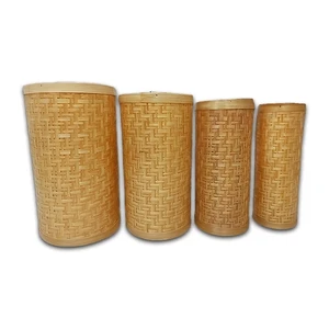 Handcrafted Natural Bamboo Pendant Light Set | Rustic Boho Ceiling Lamps for Export