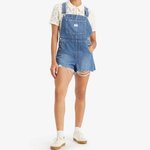 2024 Summer Women's Loose One Piece Jumpsuit Cargo Shorts Rompers Denim Overalls with Formal Style Short Sleeve Casual