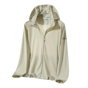 New Summer Woven Ice Silk Hooded Couple Sun Protection Lightweight UV Breathable Quick Dry Outdoor Fishing Jacket Men Women