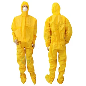 TYPE3B Special PE Coated PP Chemical Resistant Disposable Coverall With Shoe Cover Hazmat Suit