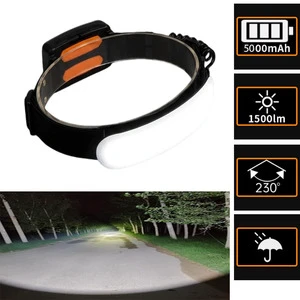 Super Brightest 5000mAh IPX4 Waterproof 90 Degree COB LED Headlamp Portable Rechargeable Flashlight Outdoor Fishing Forehead