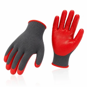 Wholesale Sustainable Recycled Red Nitrile Coated Gloves Bulk Price Touchscreen Safety Work Gloves For Logistics