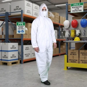 Wholesale Disposable Non Woven Coverall Type5/6 Safety Clothing Disposable Safety Workwear