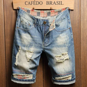 Ripped Hole Short Jeans Summer Hot Denim Jogger Sport Jeans Customizable And Fast Shipping Jorts Blue Vintage Men Other Fabric