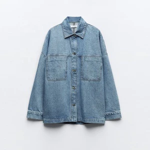 Women's Custom Oversized Long Loose Fit Denim Jackets Casual Style For Autumn Season Wholesale