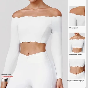 Custom Versatile Breathable Lace Yoga Top Women Fitness Off-shoulder Nine-quarter Sleeve for T-shirt GYM Outfit